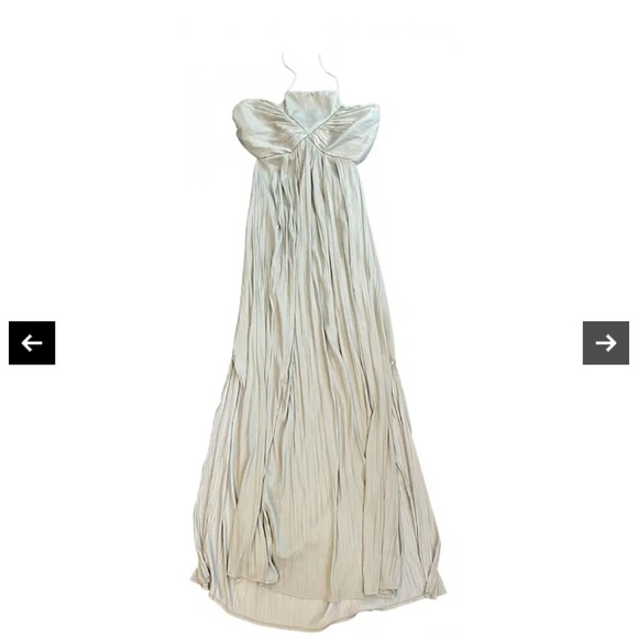 Anthropologie Maxi Bow Tie Mint Green Satin Dress Size Small - Picture 1 of 11
